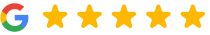 Google logo with five gold stars representing excellent customer rating for Innovative Dental Specialists McKinney.